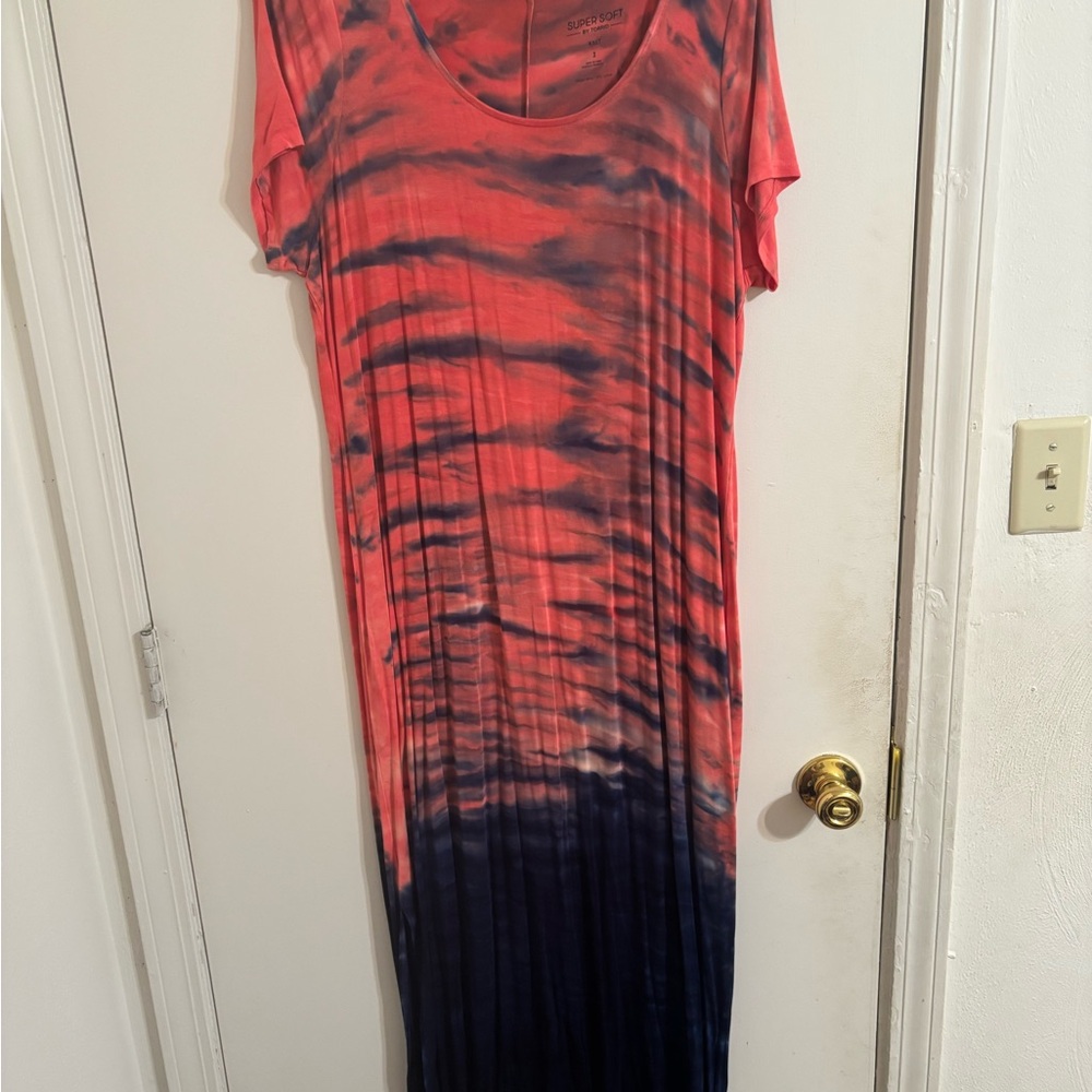 Torrid Coral and Blue Tie-Dye Maxi Dress